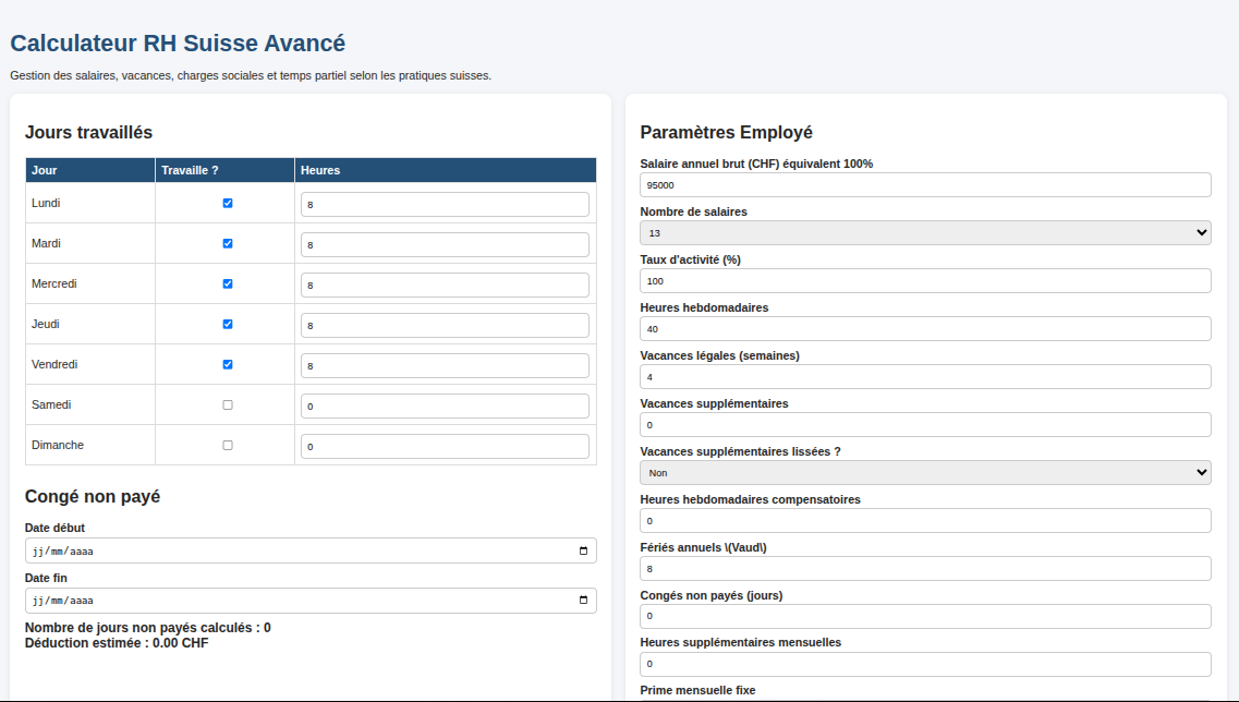 WebPME - Calculateur RH