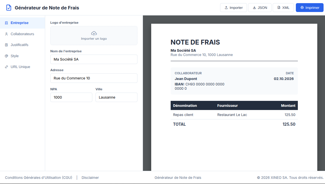 WebPME - Générateur de notes de frais
